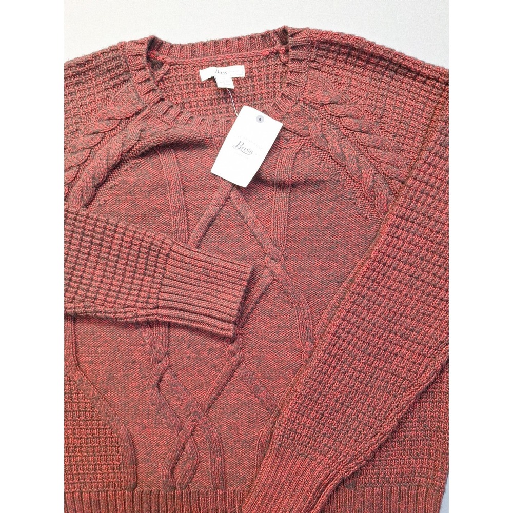 GH Bass Sweater Women's Size XL Jester Red Cable Knit Long Sleeve Top